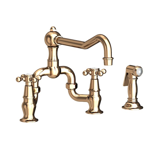 Newport Brass Kitchen Bridge Faucet With Side Spray in French Gold (Pvd) 9452-1-24A - main